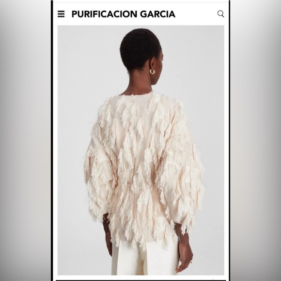 2022 spring purificacion garcia FRINGED BALLOON SLEEVE Jacket size XS - Picture 2 of 15
